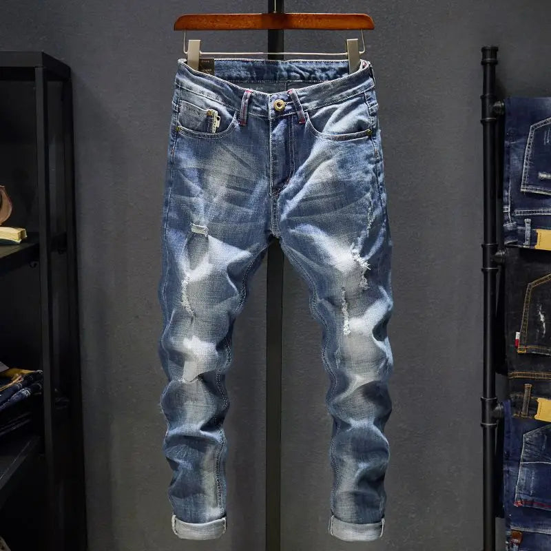 Men's Ripped Slim-Fit Jeans